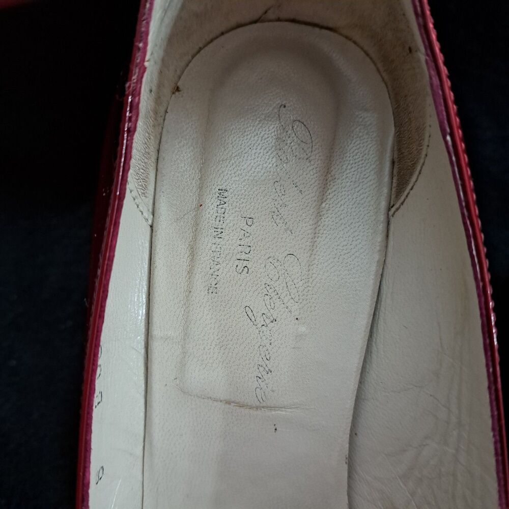 Vintage Robert Clergerie Tulam Red Baby Doll Style Patent Leather Sz 8 B Wedges - Picture 10 of 12
